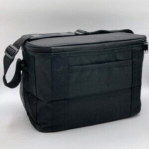 Insulated Lunch Bag Tote Cooler Black Adjustable Strap Exterior Pockets Foldable